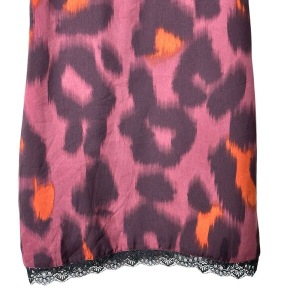 Zara Y2K Lace Trim Slip Dress Small Spaghetti Strap  Animal Print Cami Lined - Picture 6 of 12